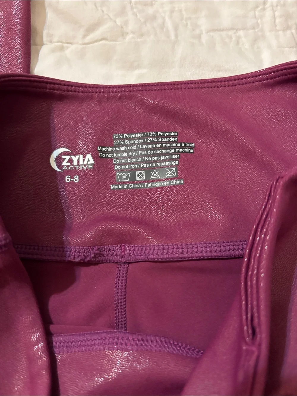 ZYIA High-Waist Shimmer Calve Length Leggings in Plum